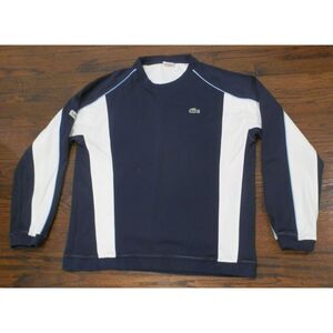 Lacoste Sport Dark Blue White Long Sleeve Color Block Crewneck Shirt Mens XL (6)